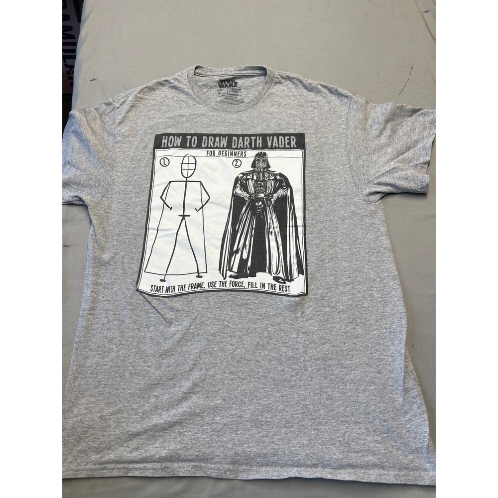 Star Wars How to Draw Darth Vader Graphic T-Shirt Mens Large Gray Fifth Sun Tee